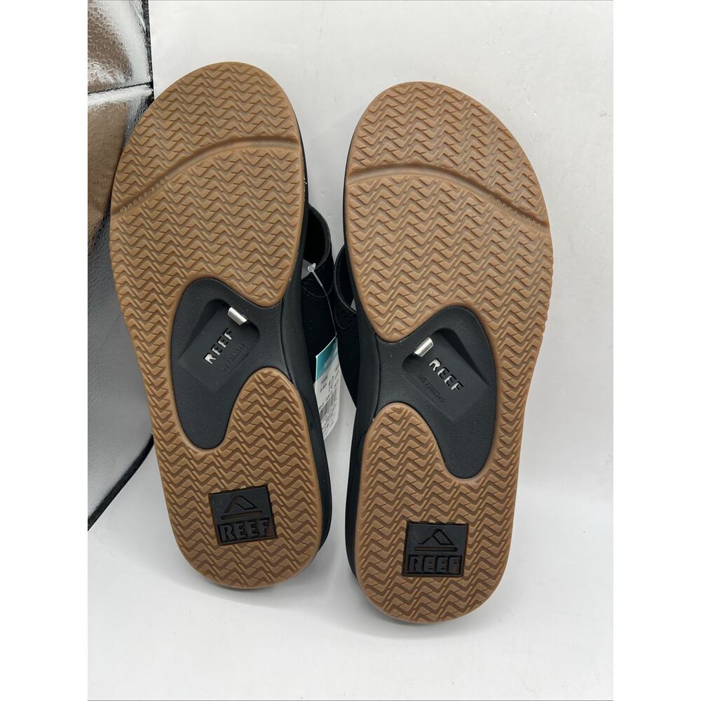 REEF Fanning Mens 10 Water Friendly Bottle Opener Sandals Flip Flops Black NWT - Picture 4 of 6